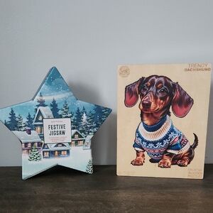 Jigsaw Puzzle Set - Winter Scene And Sweater Daschund